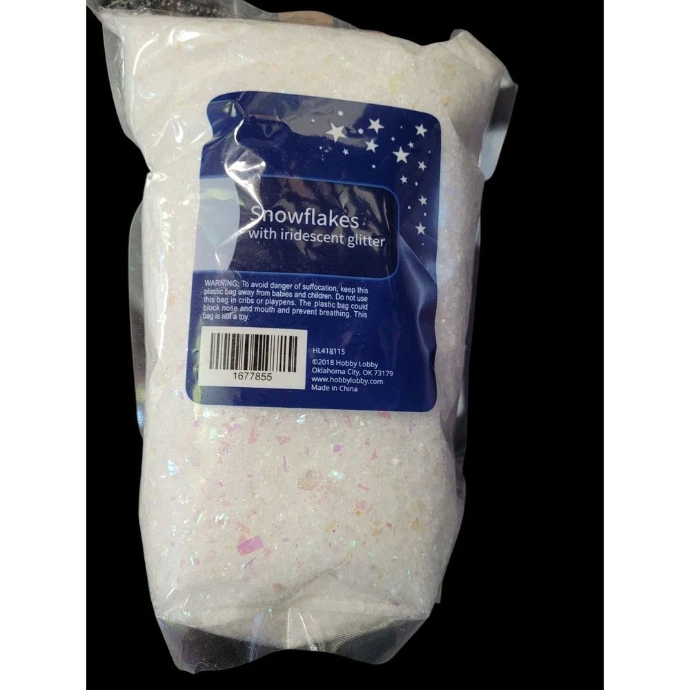 FAKE Snow Christmas ARTIFICIAL SNOWFLAKES Iridescent Party Decoration 7oz craft
